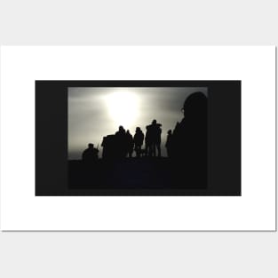 People on mountain top Silhouette taken at castleton derbyshire in the peak district Posters and Art